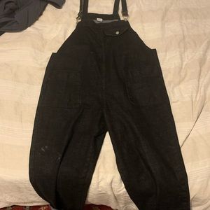 Baggy Black Denim Overalls